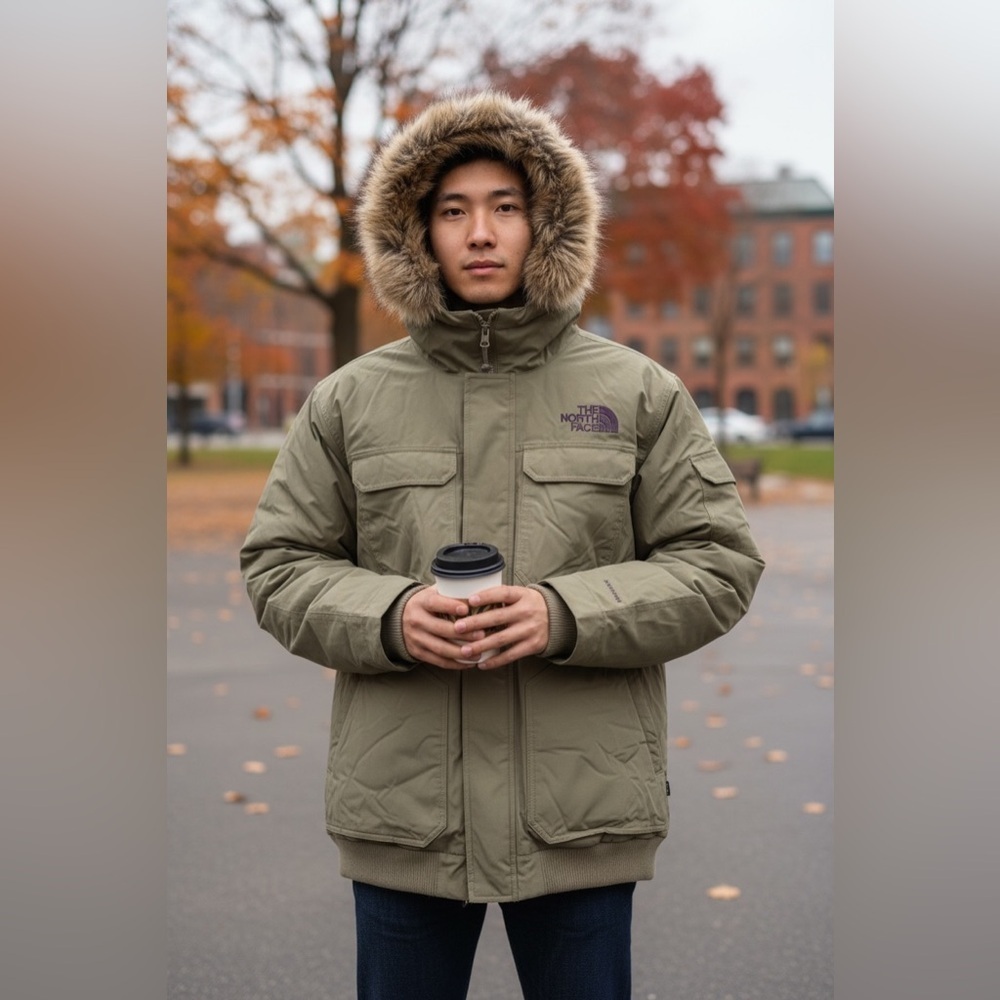 The North Face Men’s McMurdo Long Sleeve Bomber coat In Olive Green